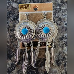 Vintage Fred Harvey Turquoise and Silver Earrings